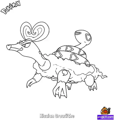 Free printable Hisuian Growlithe Coloring Page - Free Printable Pokemon Coloring Sheets coloring page